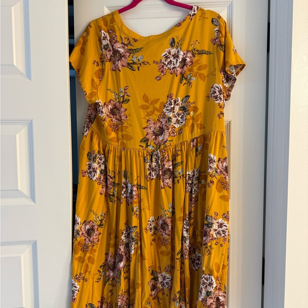 Torrid  women’s Dress Mustard Floral High Low Dress Zise 1 - Picture 6 of 6